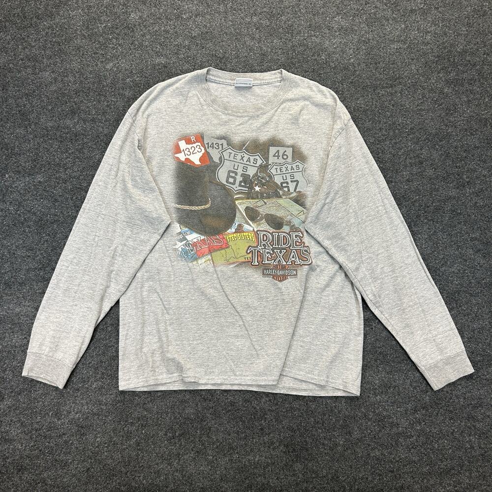 Harley-Davidson Ride Texas Long Sleeve T-Shirt Mens XL Gray Motorcycle Biker TX